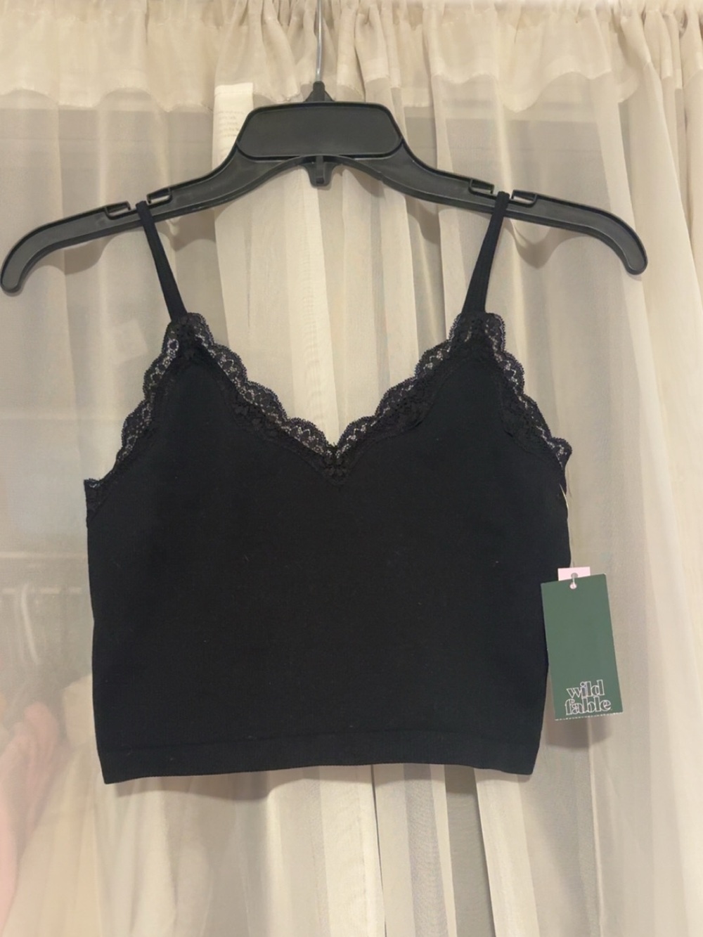 Wild Fable Black Lace-Trim Cropped Brami